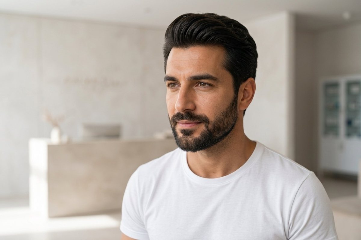 A man with a full head of healthy hair